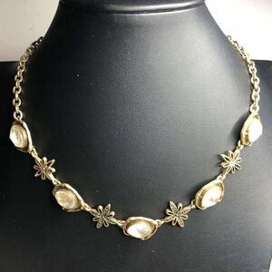 2099 Lucky brand  gold tone faceted stone flower station necklace 18"